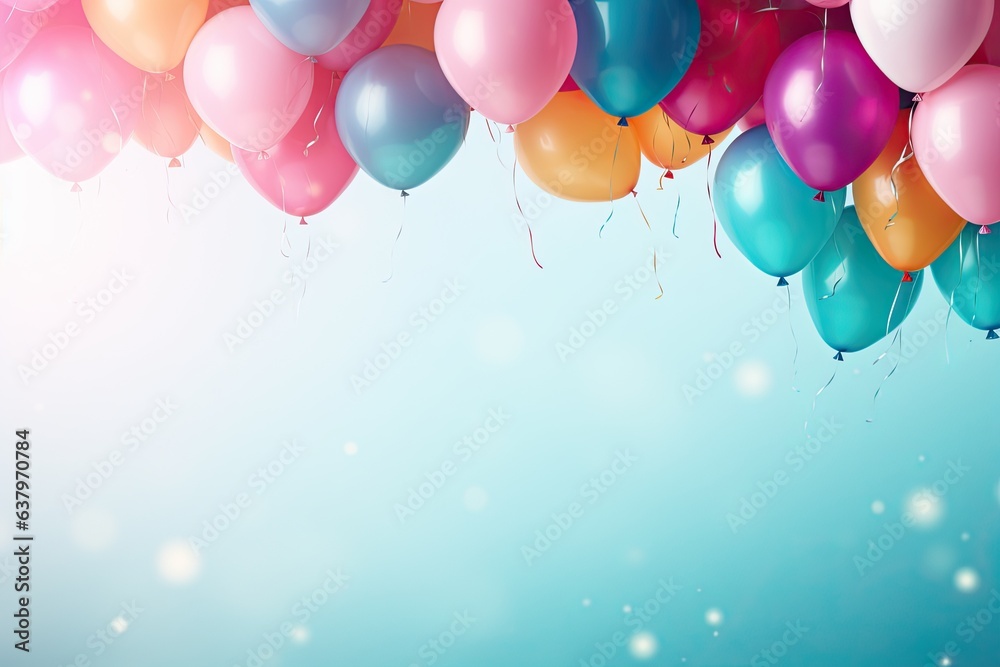 a birthday concept, celebrate, colorful balloons full background. Copy space