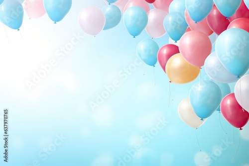 a birthday concept, celebrate, colorful balloons full background. Copy space