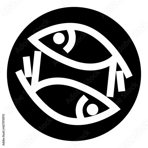 星座、魚座を表す塗りつぶしスタイルのアイコン