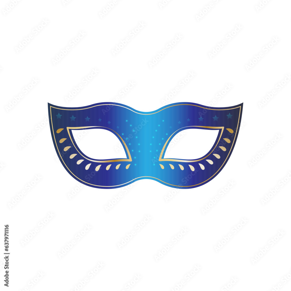 Navy blue ornate carnival mask, vector illustration