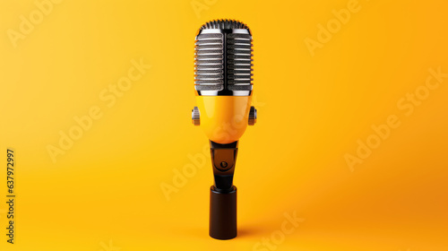 Microphone on on yellow background.