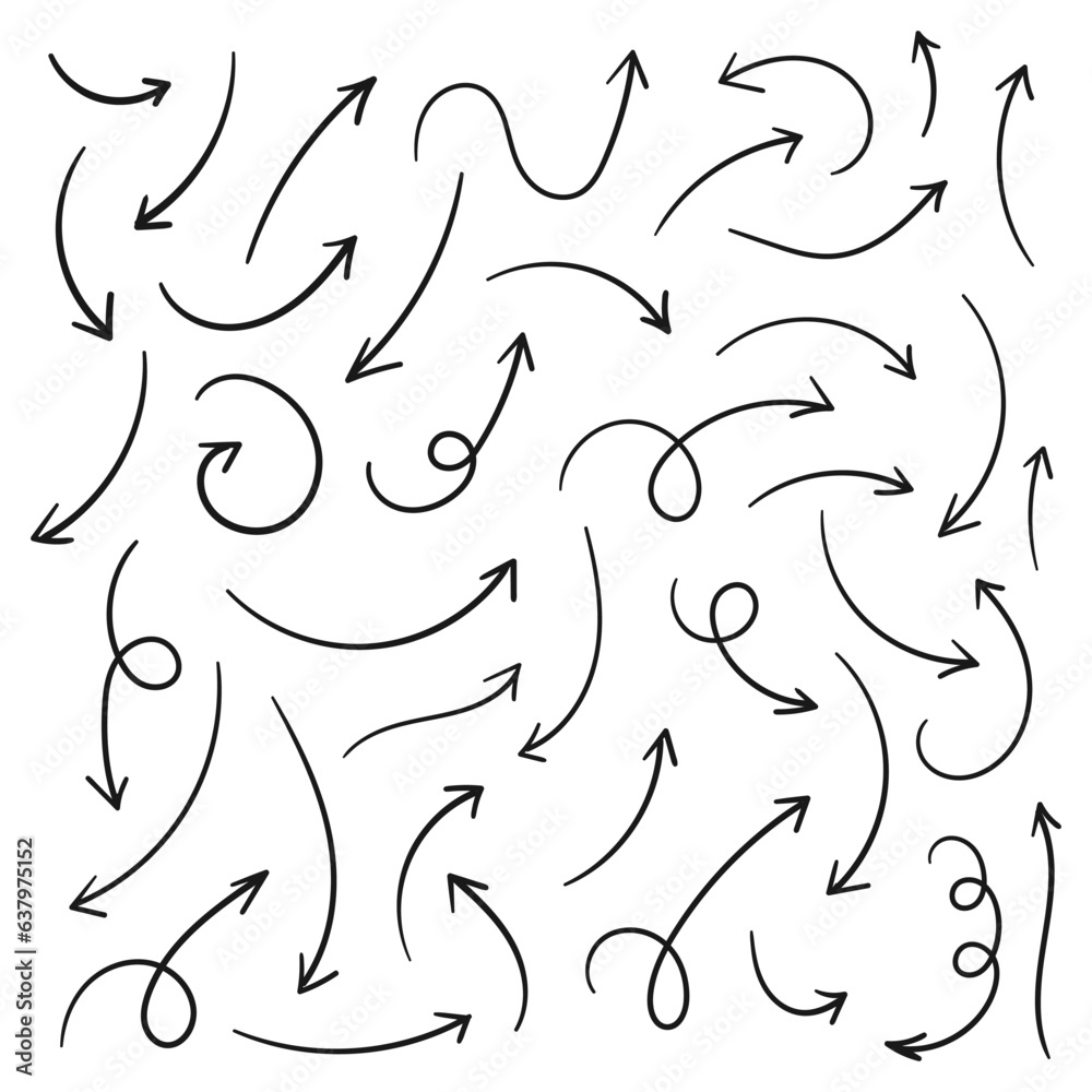 Hand drawn arrows collection Set simple flat arrows isolated on white background. Arrow mark icons and arrow paint. Stock vector. EPS10. Hand drawn arrows collection Set simple flat arrows isolated on white background. Arrow mark icons and arrow paint. Stock vector. EPS10.