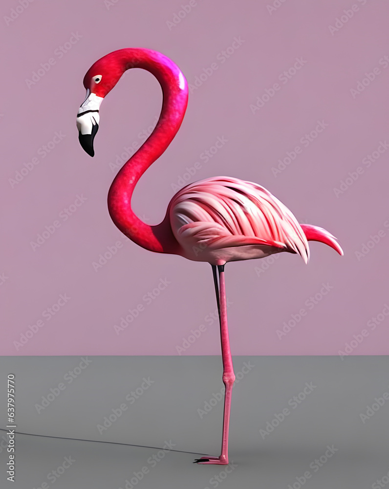 Fototapeta premium Festive isolated pink flamingo
