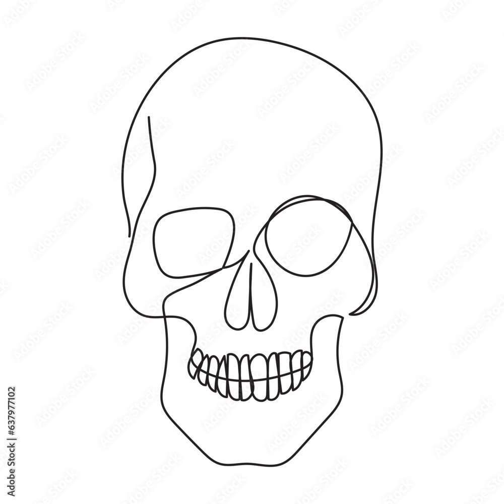 Single line human skull vector art design Single line human skull vector art design