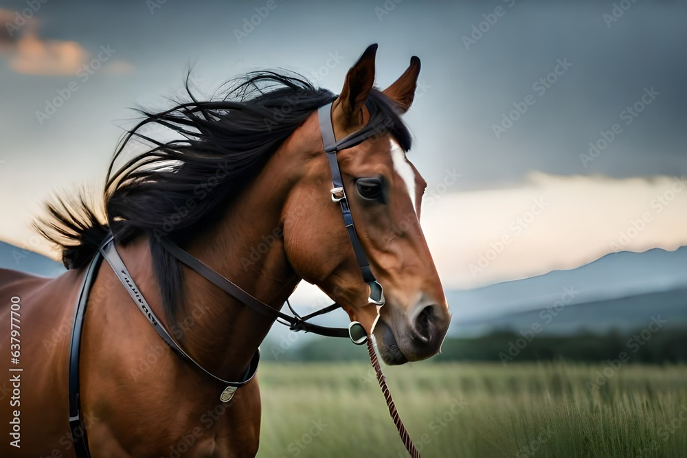 Obraz premium portrait of a horse Generated Ai