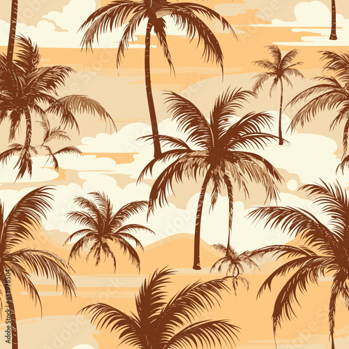 Seamless Colorful Hawaii Palms Pattern.  Seamless pattern of Hawaii Palms in colorful style. Add color to your digital project with our pattern 