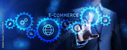 E-commerce online shopping internet marketing technology concept.
