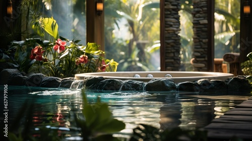 Tranquil Oasis  Serene Spa Pool   Jacuzzi View  generative Ai