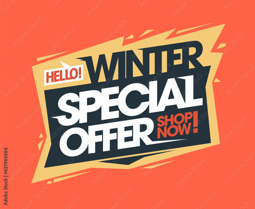 Winter special offer, sale web banner template
