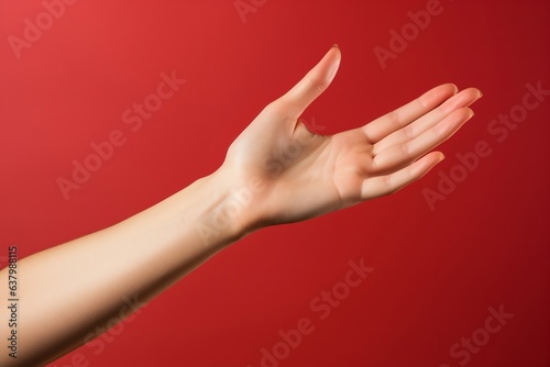 Elegant Woman s Open Palm Gesture. Generative Ai
