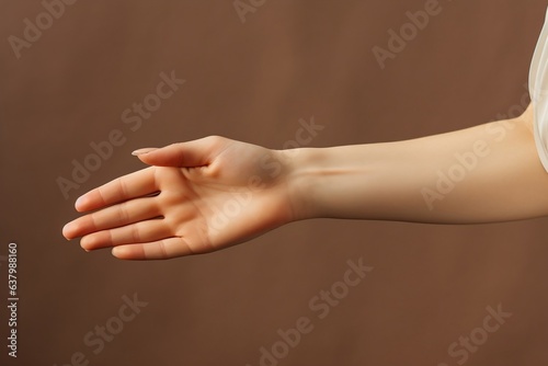 Woman's Open Palm with Elegance. Generative Ai photo