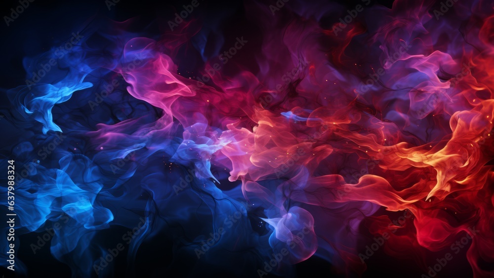 Blue and red flames abstract background