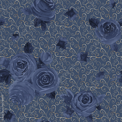 Watercolor roses flowers. B...