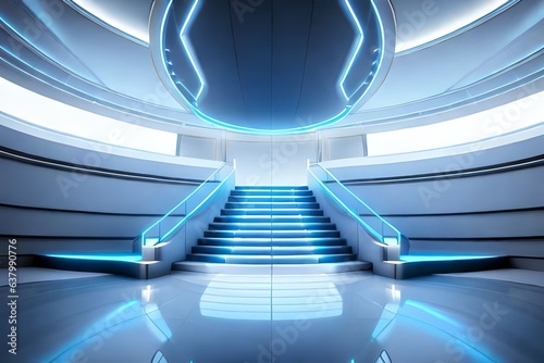 blue corridor in the airport