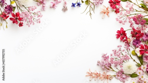 A white background with a bunch of colorful flowers