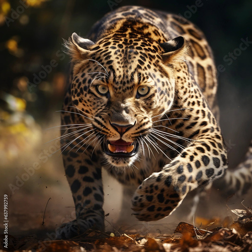 A Snarling Jaguar Charging Forward