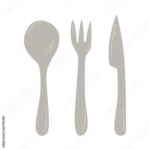 Cutlery. For a picnic. Icon. The object is isolated on a white background. Vector illustration.