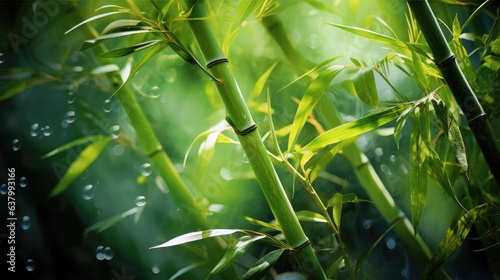 The green bamboo is swaying...