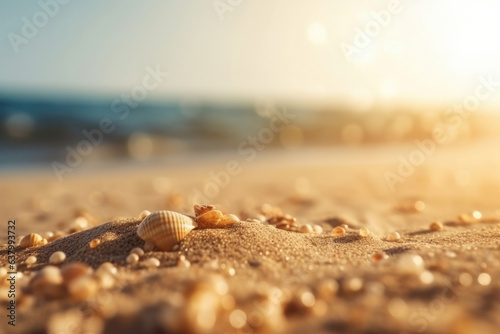 The perfect beach escape captured in a single shot. A starfish resting on a sandy beach with crystal clear water in the background. AI Generative