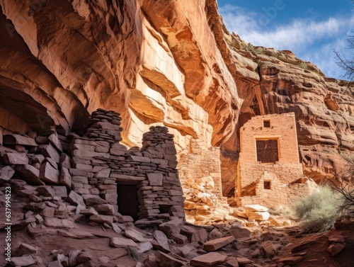 Ruins of an old Temple in a big canyon