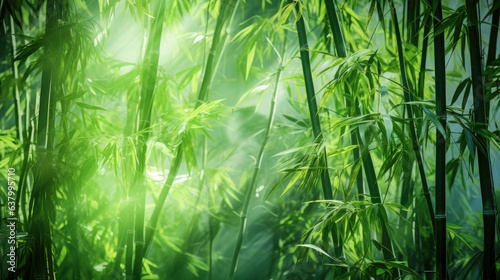 The green bamboo is swaying in the wind  hidden exposure method. Generative AI