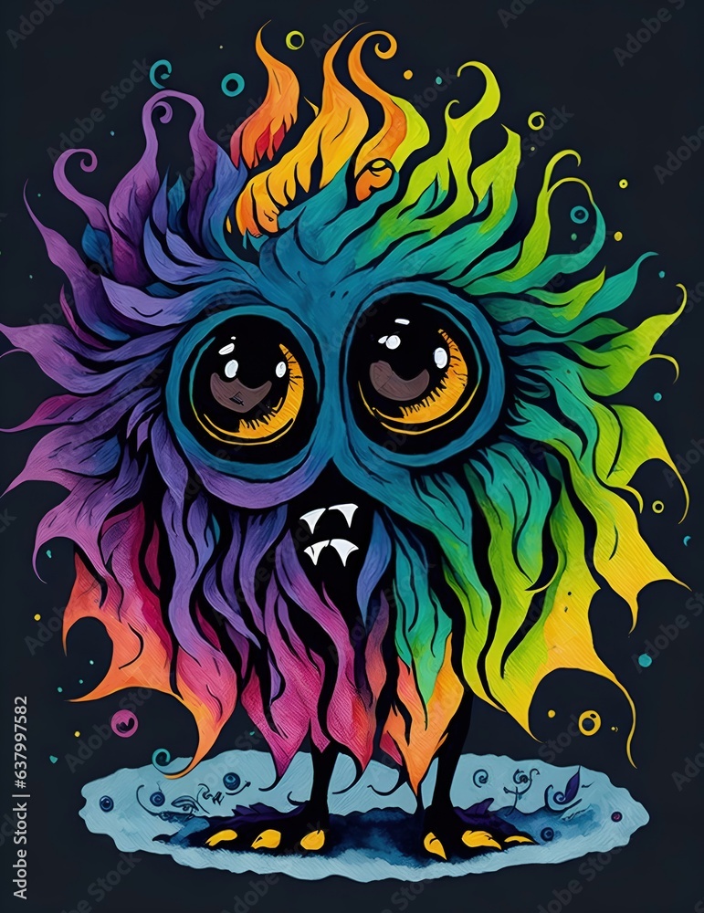 Obraz premium cute little monster cartoon art style