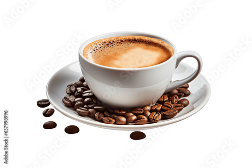 Cup of hot coffee Isolated on Transparent Background. Generative AI