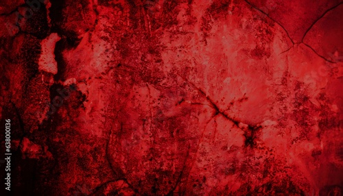 Black blood red grunge or horror background. Old rough concrete distressed texture. Close-up. Crushed broken damaged surface. Creepy spooky Halloween concept.