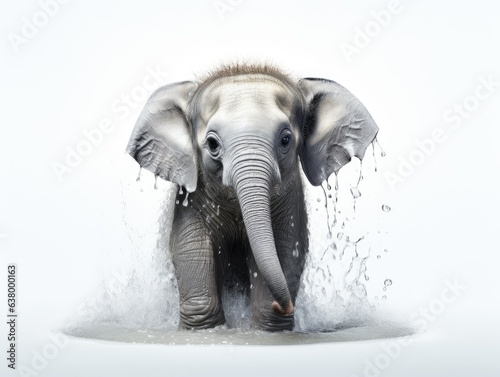 Detailed Baby Elephant with Water