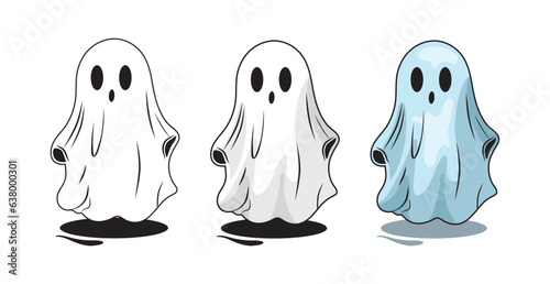 set of cute halloween ghosts illustration design, flat halloween ghosts
