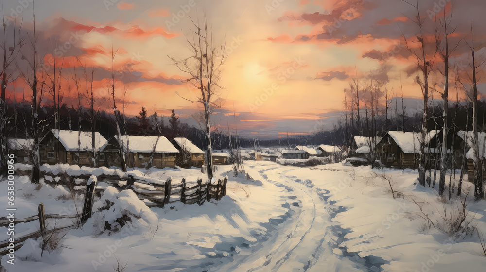 2d illustration of house in forest snow and sunlight, oil painting style (ai generated) 2d illustration of house in forest snow and sunlight, oil painting style (ai generated)