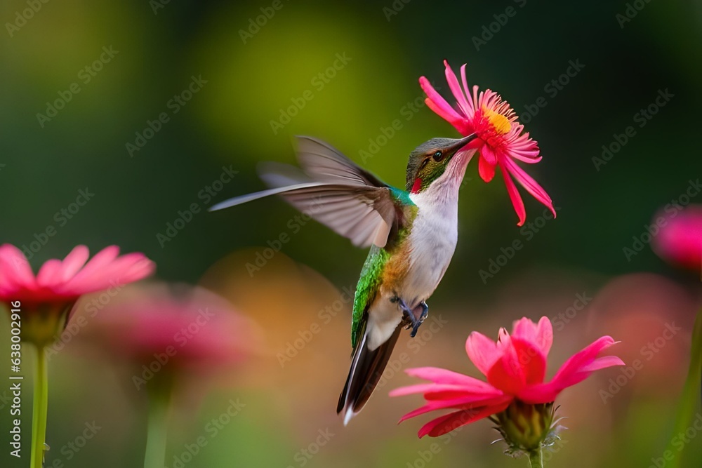 Naklejka premium hummingbird eating from flower