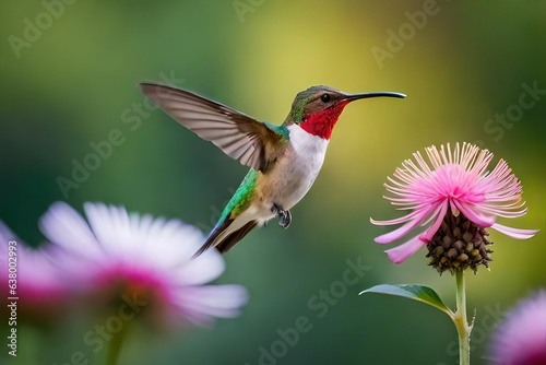 hummingbird over flower