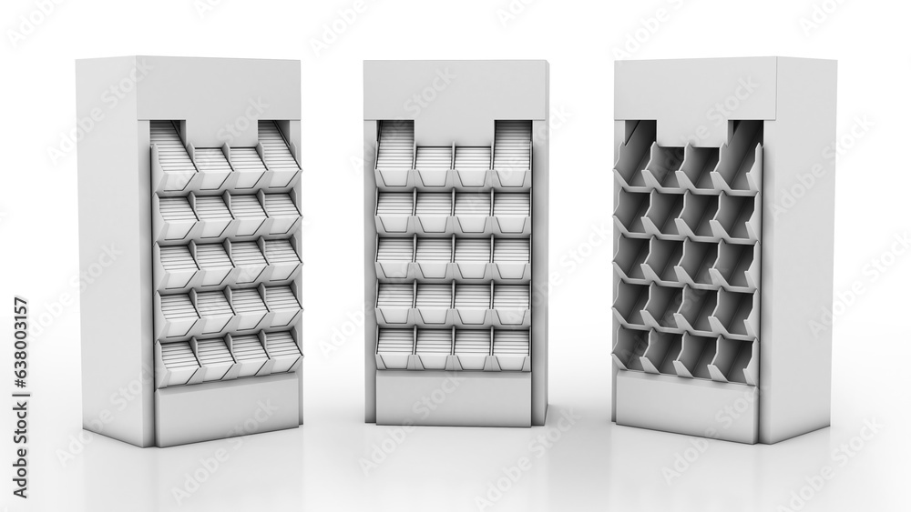 Trade display, prepack made of permanent cardboard. 3d illustration Trade display, prepack made of permanent cardboard. 3d illustration