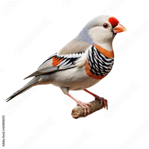 a Zebra Finch standing, in an isolated and transparent PNG in a Nature-themed, photorealistic illustration. Generative ai