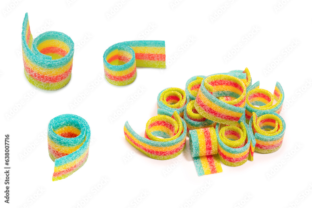 Colorful gummy candies. Isolated on a white background.