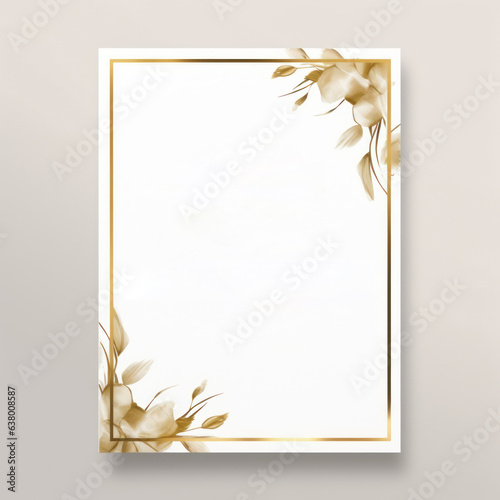Wedding invitation card template luxury design with gold frame