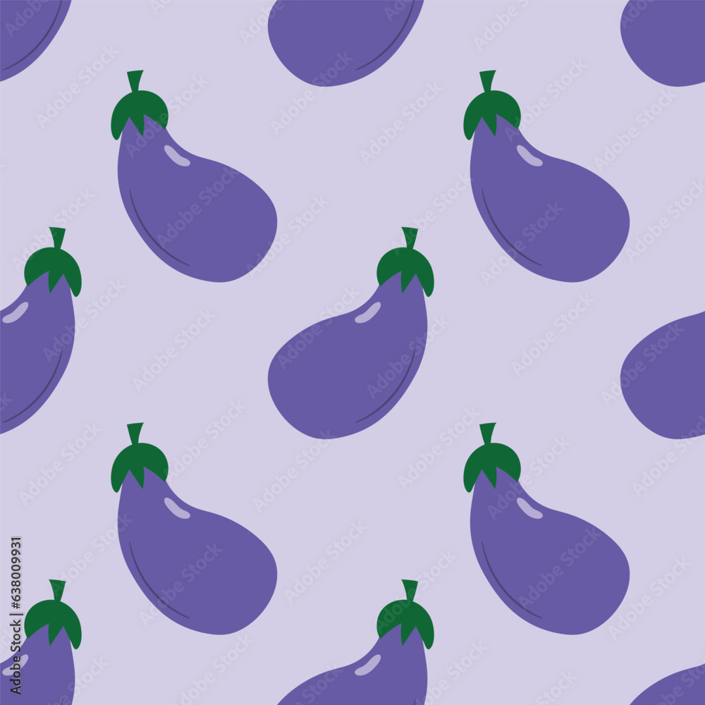Seamless vector natural pattern with eggplants Seamless vector natural pattern with eggplants