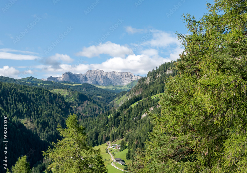 scenic image of the Dolomite mountains in summer