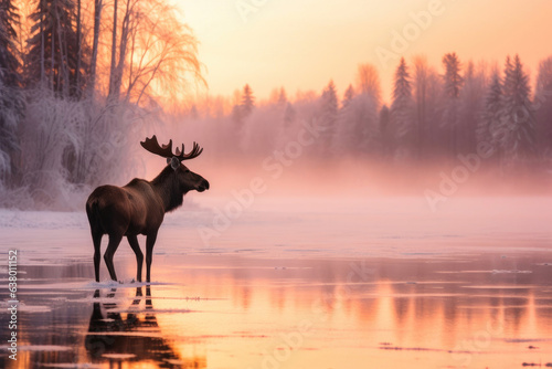 Moose Amidst Frozen Serenity © Andrii 