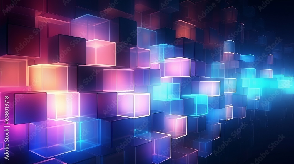Bright wall with abstract architectural cubes on a dark background