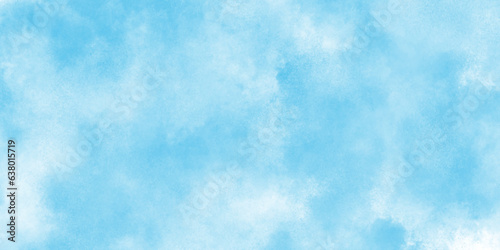 Fresh and shiny White clouds on blue sky with tiny clouds, Hand painted watercolor shades sky clouds, Bright blue cloudy sky vector illustration.