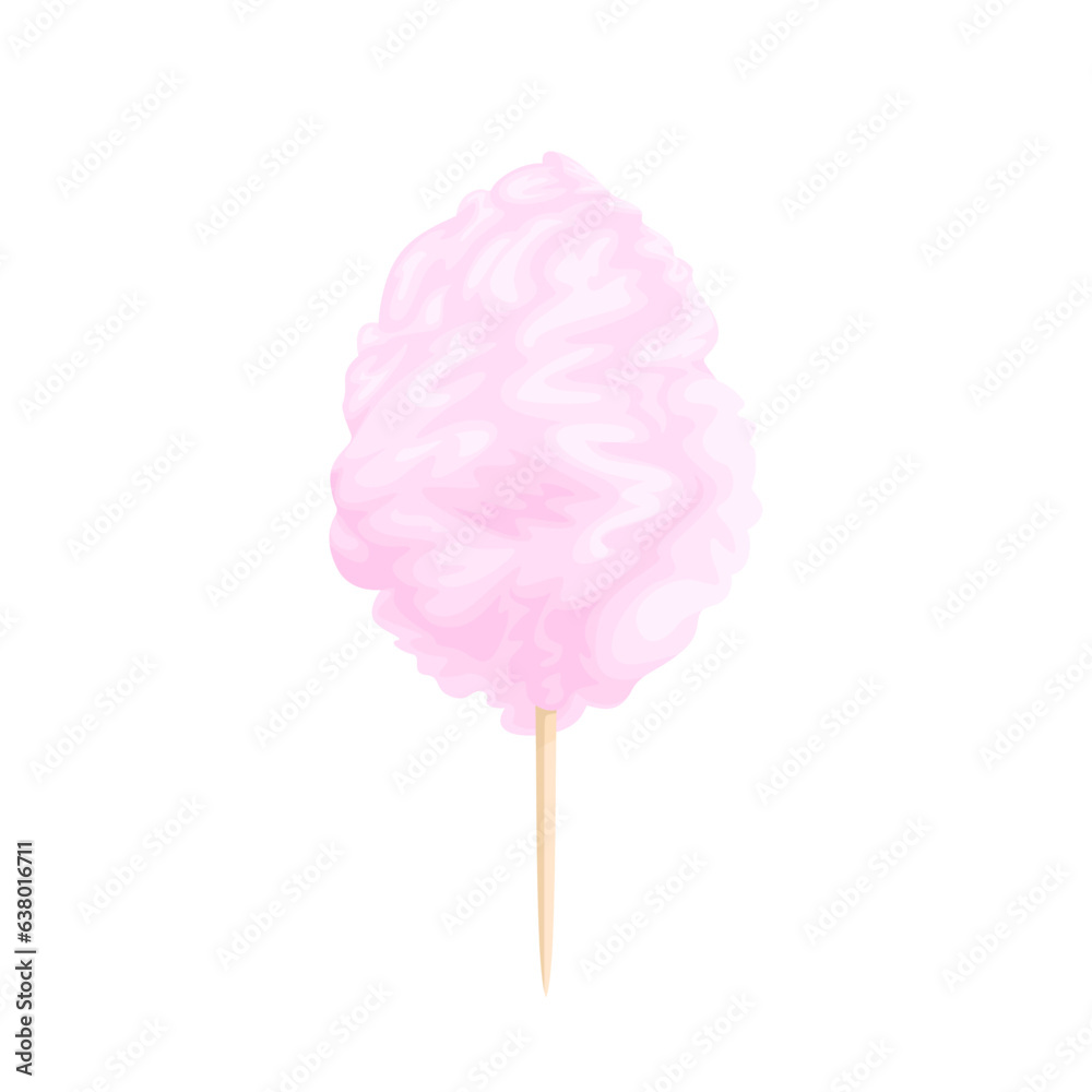 Pink cotton candy isolated on white background. Vector cartoon ...