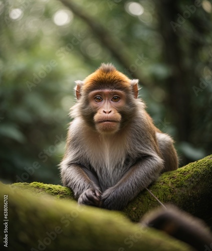 Wild Monkey Alone in The Forest