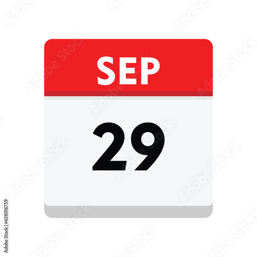 calender icon, 29 september icon with white background	 photo