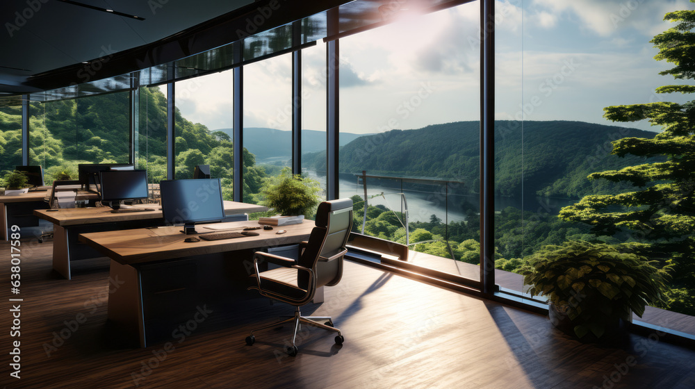 A professional office with a view of nature
