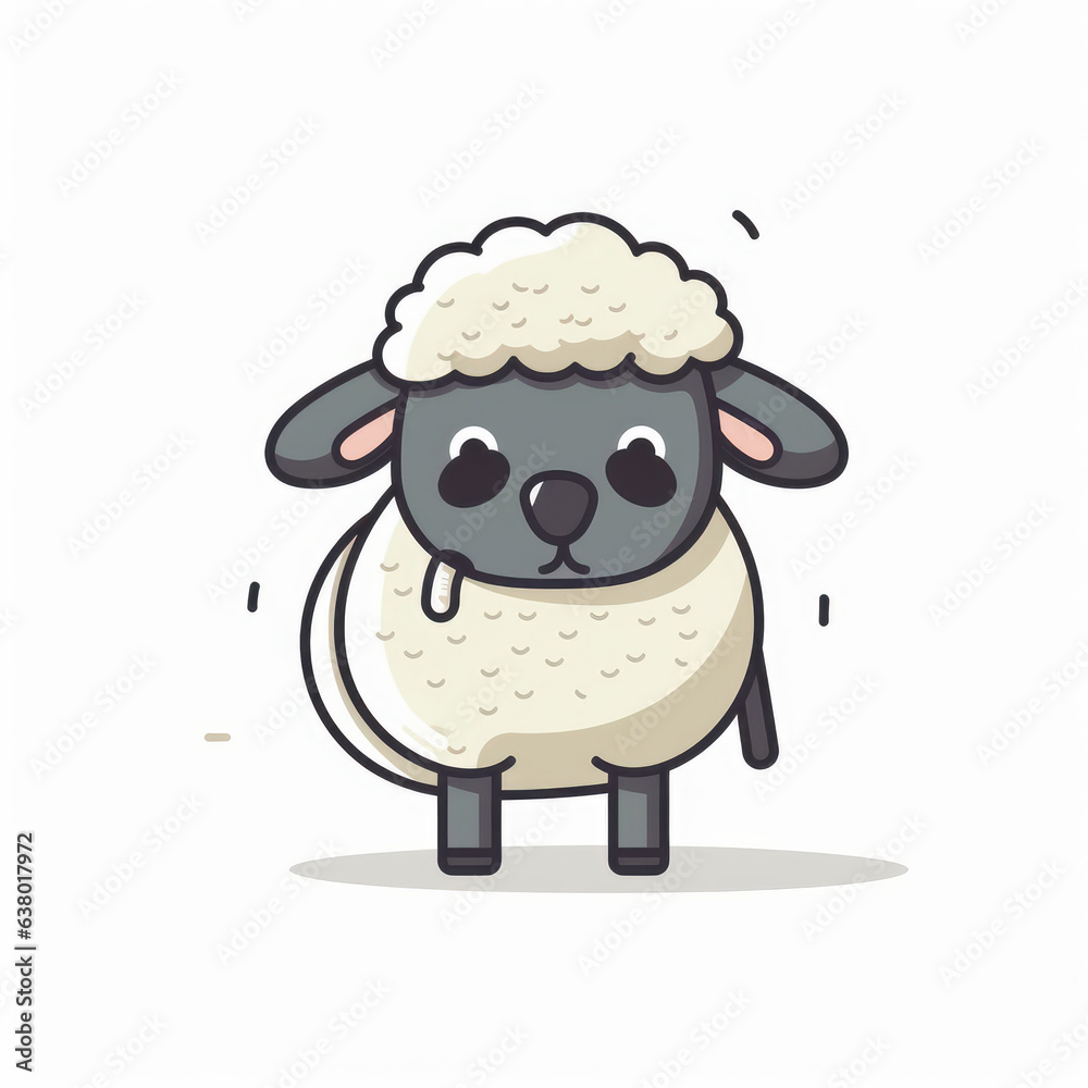 Illustration of a little sheep, on white background. Generative AI. Illustration of a little sheep, on white background. Generative AI.
