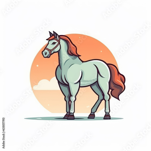 Illustration of a horse on a white background. Generative AI.