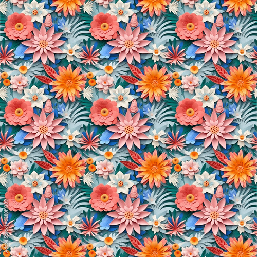 paper cut flower seamless design