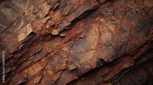 Brown rock texture with cracks. Close-up. Rough mountain surface. Stone granite background for design. Nature.